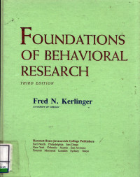 Foundations Of Behavioral Research